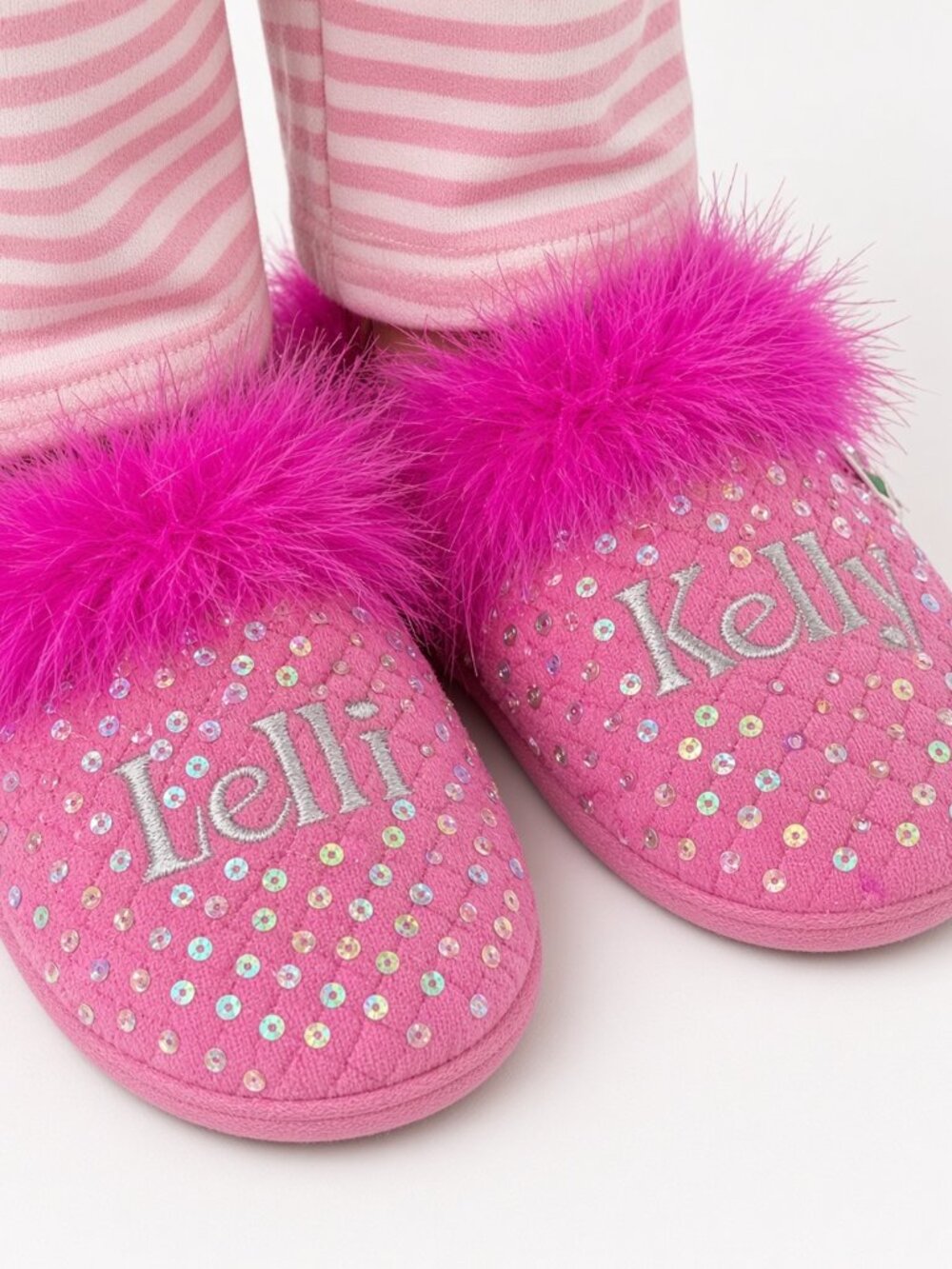 Lelli Kelly House Slippers Fur Shoes Fuchsia Pink 5 Youth Girl Sequin 37 NEW